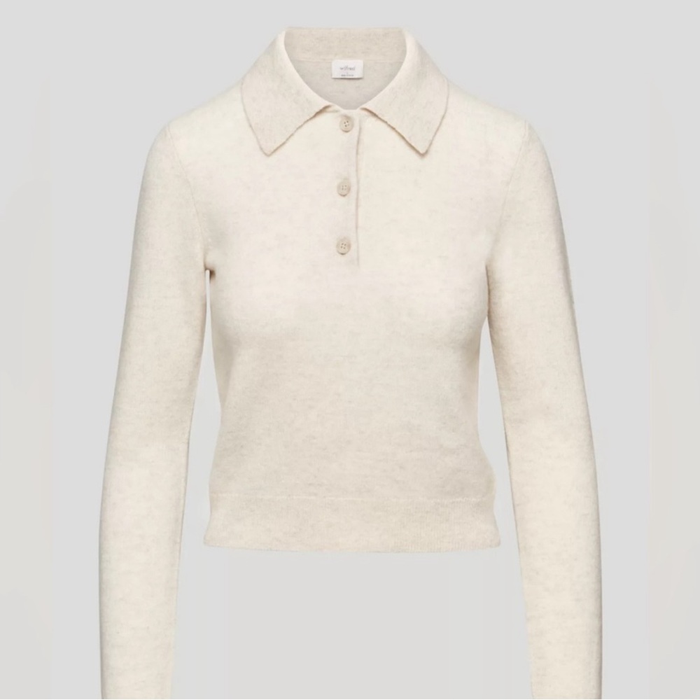 Wilfred Florence Litlelux 100% Cashmere Long Sleeve Sweater Birch Ivory S sz